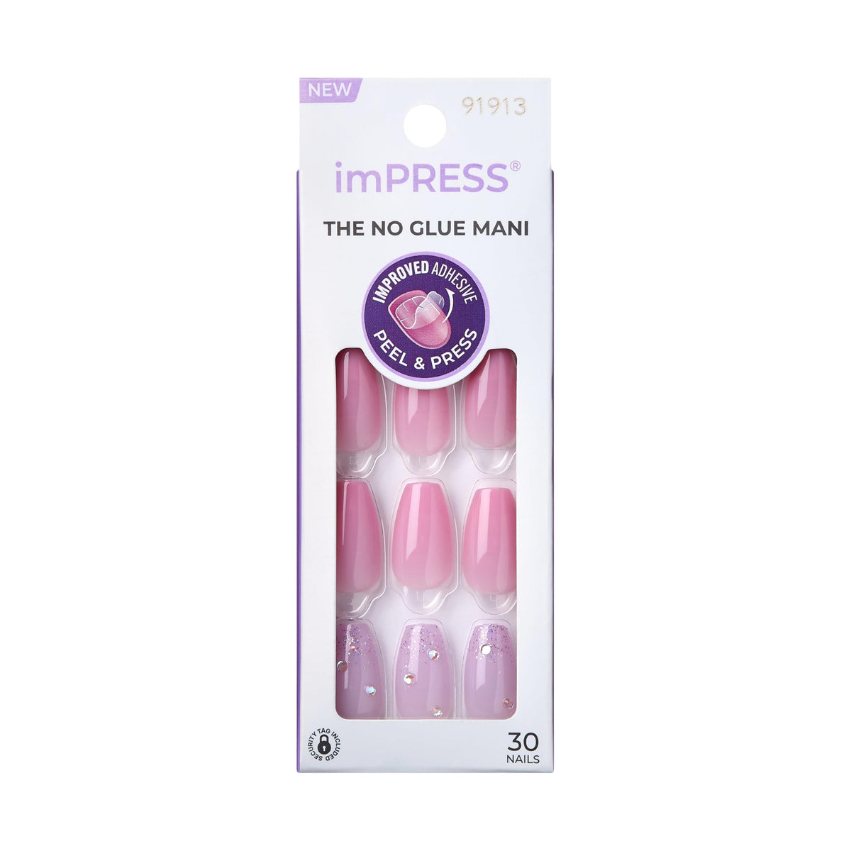 Uñas imPRESS Moonlit adhesivas para una manicura rápida y duradera sin pegamento.