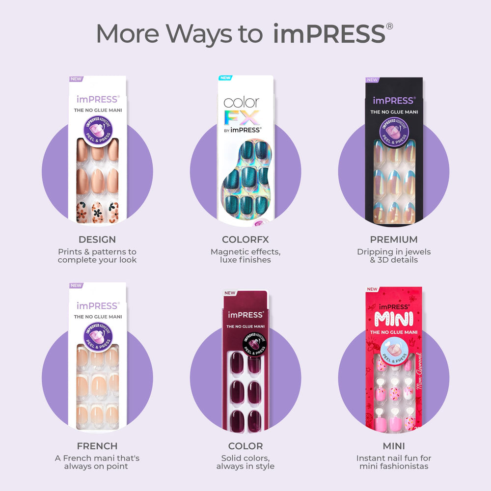 Uñas imPRESS All Smiles rosa sin esmalte para manicura rápida.