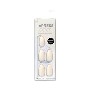 imPRESS Color Ballroom, uñas corto-cuadradas blancas, aspecto profesional sin esmalte