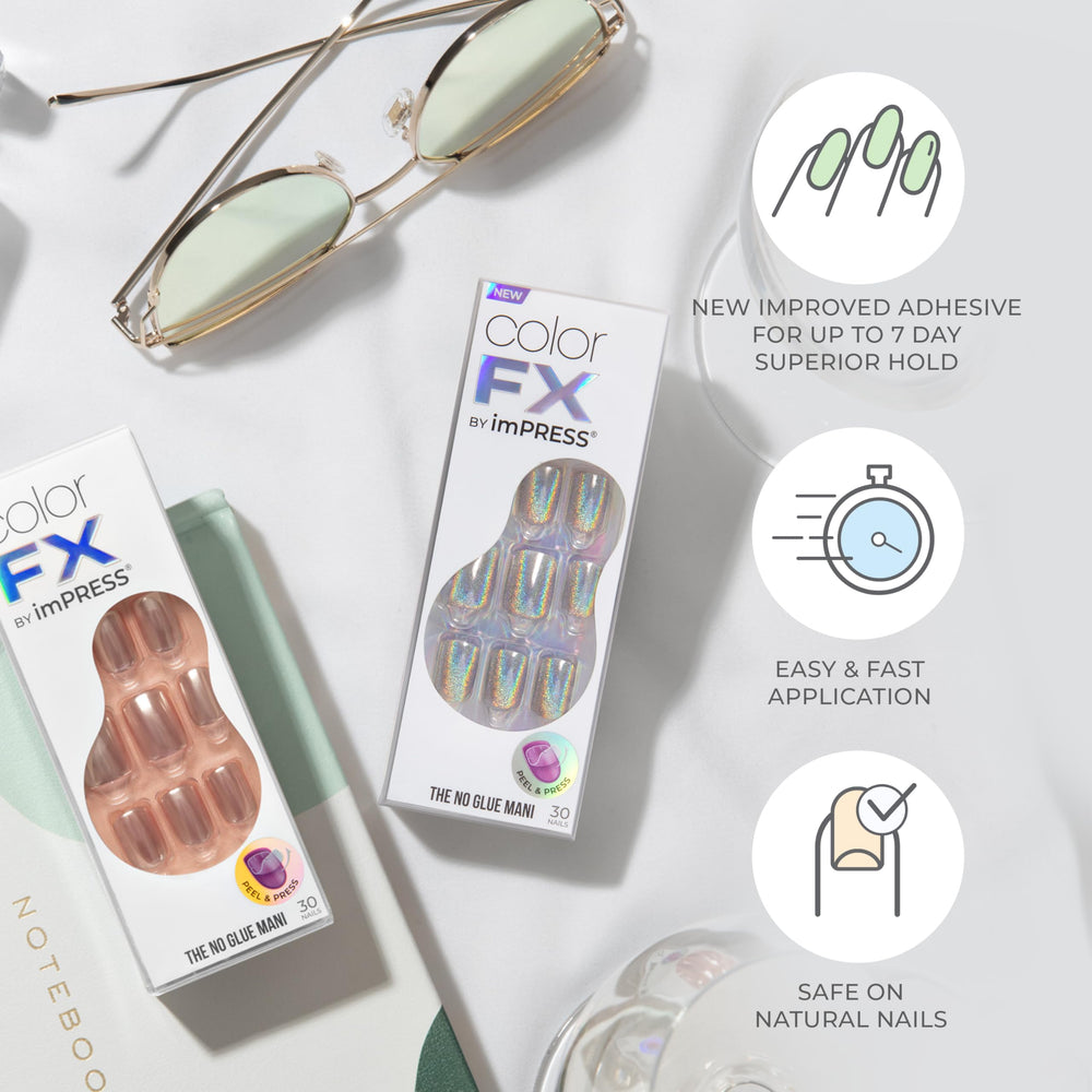 impress Color FX Satellite: uñas cortas en forma squoval para uso diario