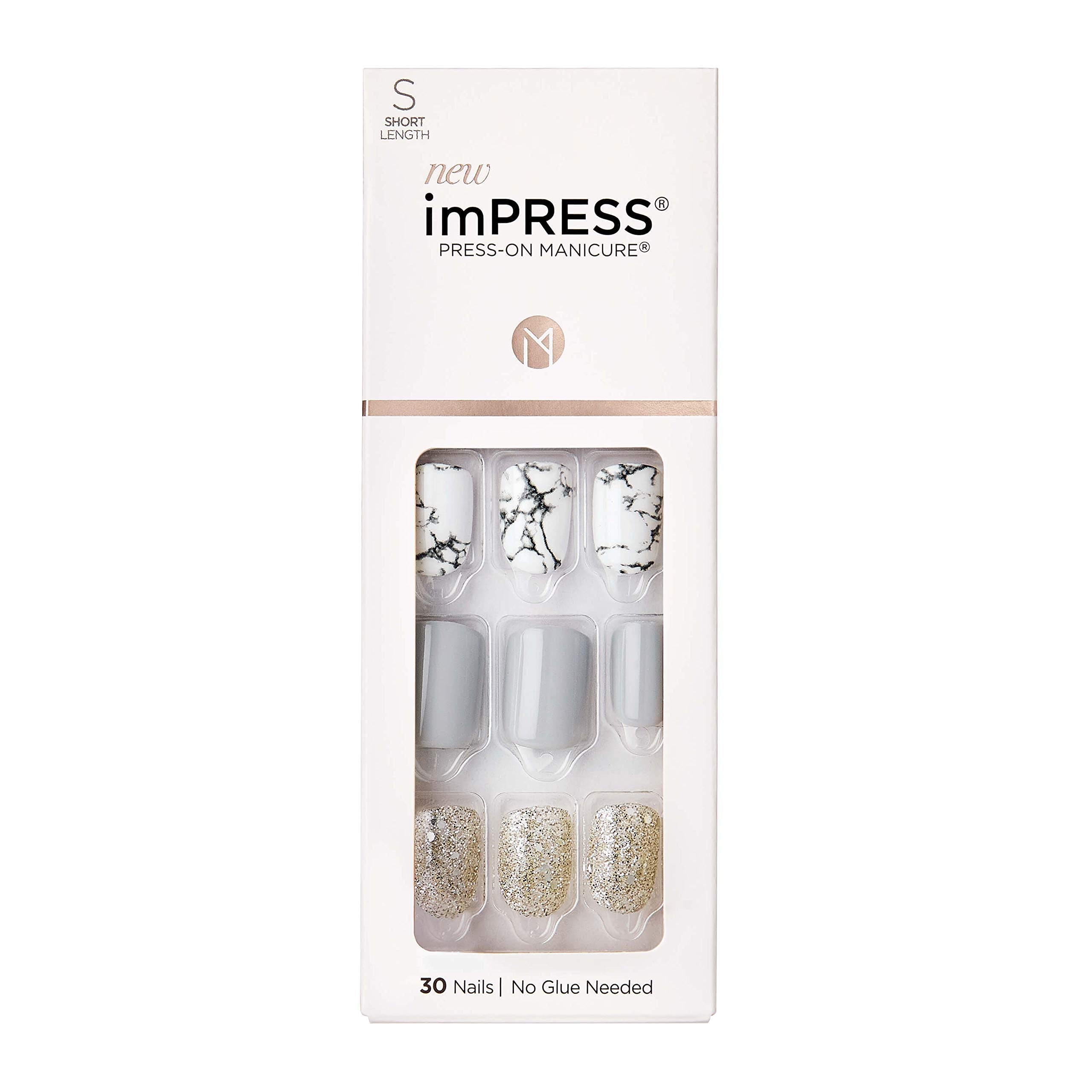 uñas postizas imPRESS gris corto squoval para uso diario