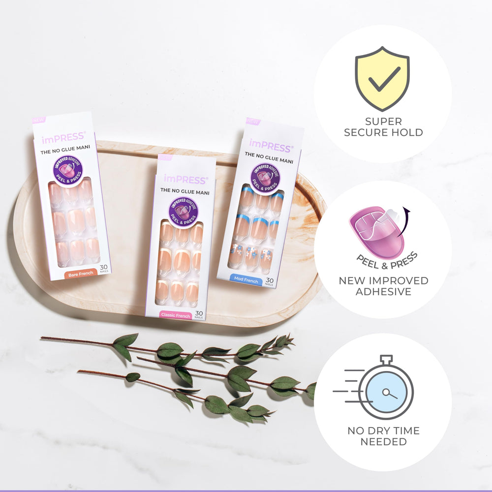 Kit todo en uno imPRESS Frances Heroic con 30 uñas y accesorios