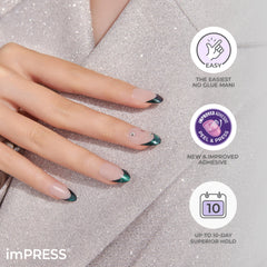Uñas imPRESS con piedras diamante solitaire para un toque de lujo.
