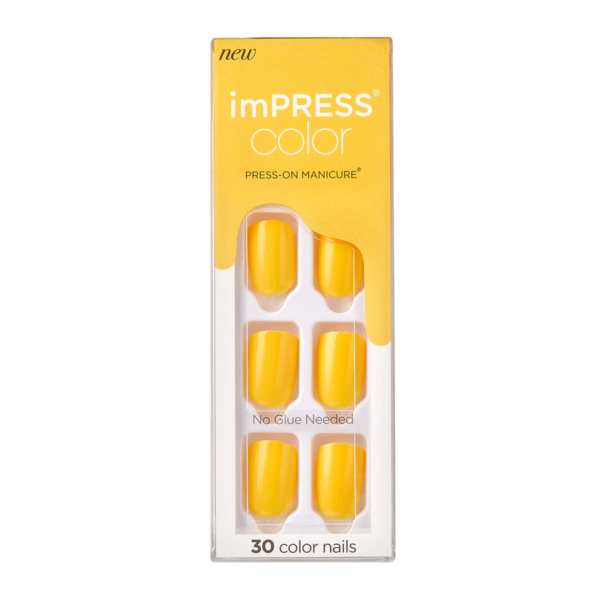 imPRESS YOLO uñas amarillas cortas listas para usar sin pegamento