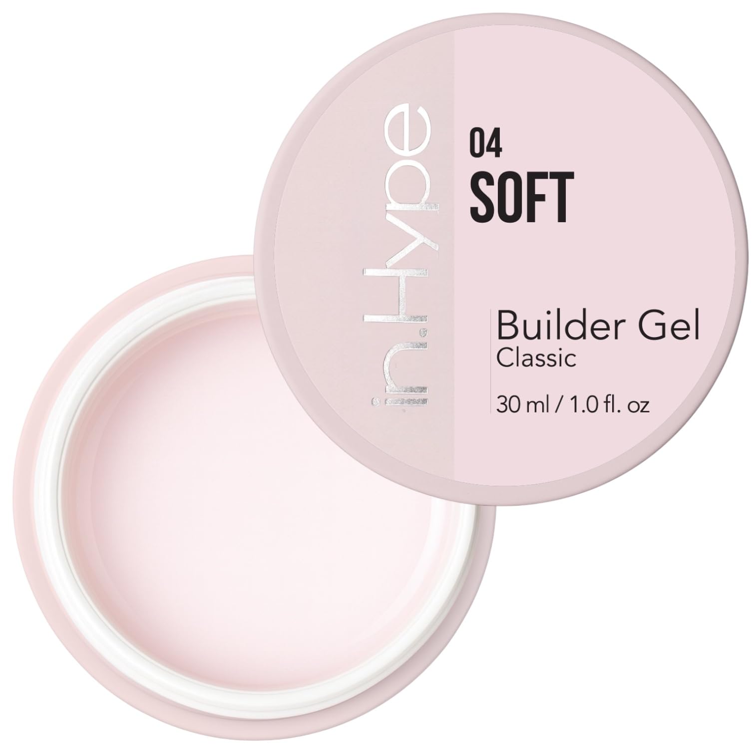 IN.HYPE UV/LED Hard Builder Gel muestra la capa media para extensiones duraderas.