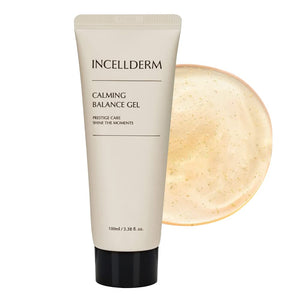 INCELLDERM Gel calmante equilibrante, botella de 50 ml, hidratación suave para piel sensible.