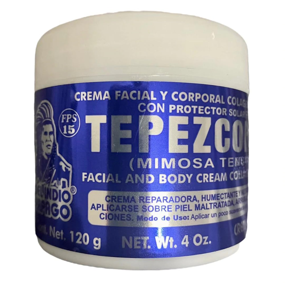 Indio Papago Tepezcohuite crema facial blanca, textura suave para uso diario