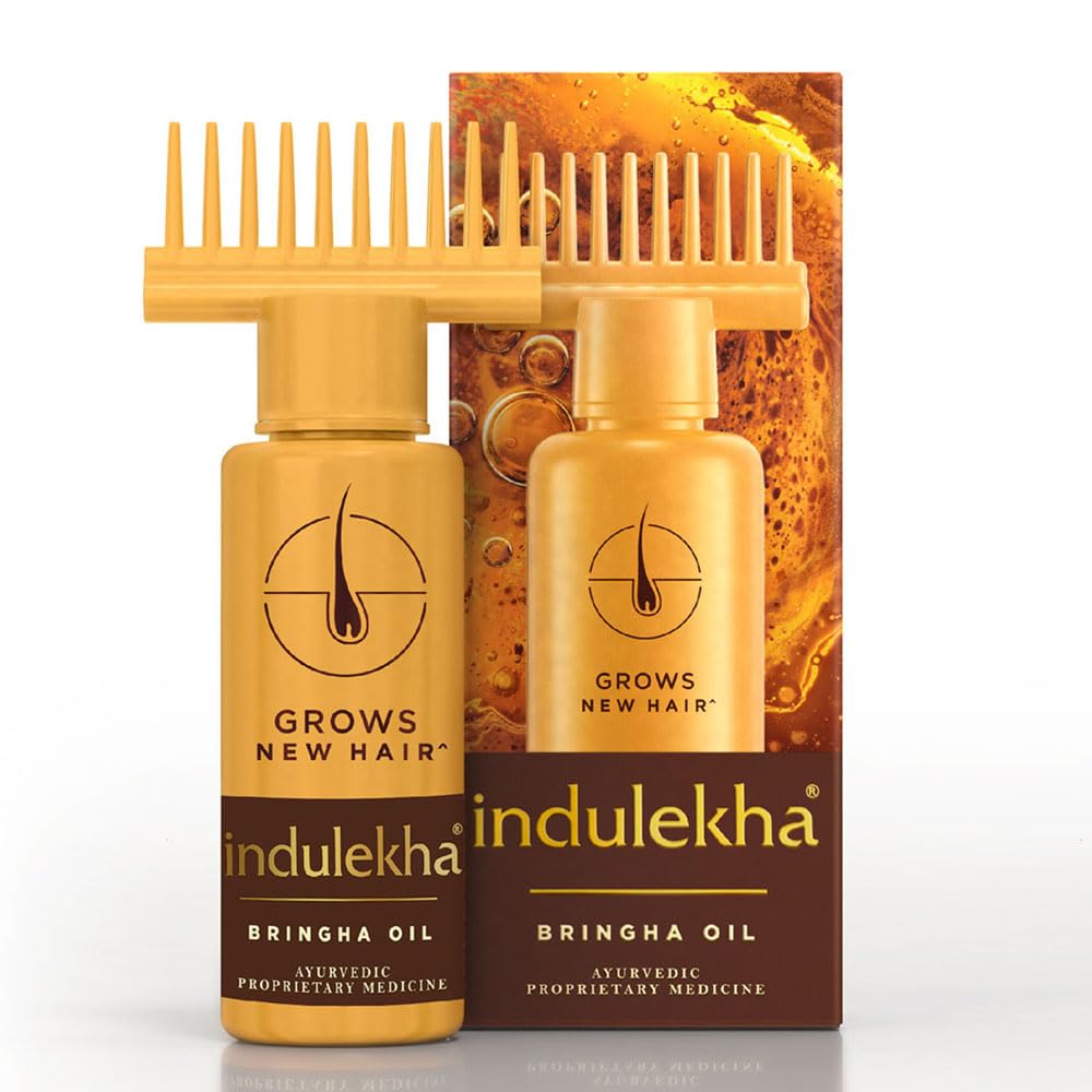 INDULEKHA Bringha Aceite para cabello: botella con cuidado suave y natural