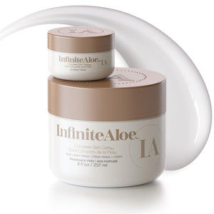 InfiniteAloe crema de aloe vera en frasco grande para piel seca e hidratación profunda.