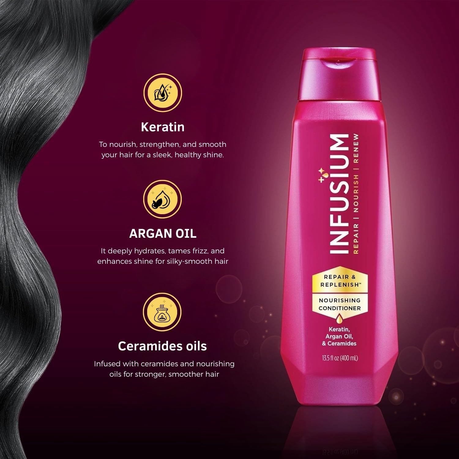 Infusium, textura cremosa, hidratación profunda para cabello dañado.