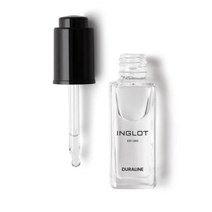 Inglot Duraline: botella del producto para sellar maquillaje y ampliar usos.