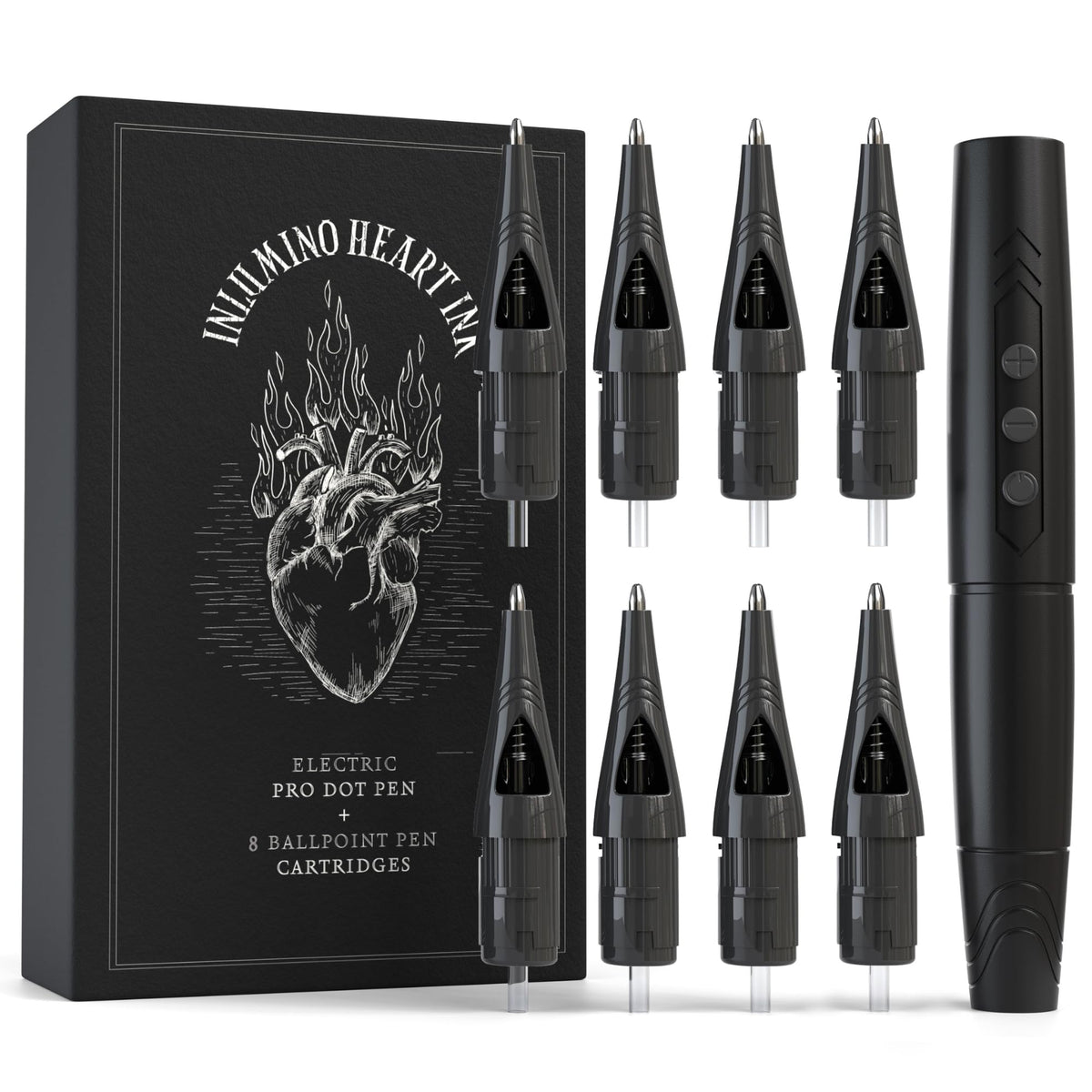 Inlumino Heart Ink pluma de práctica para tatuajes, ideal para practicar dotwork en papel
