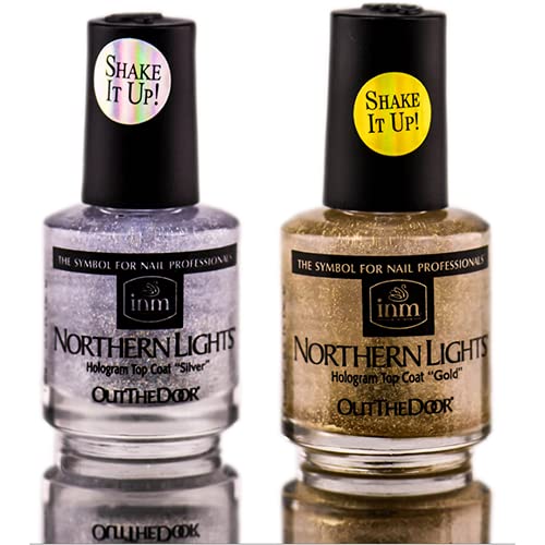 INM Northern Lights capa superior holográfica en plata y oro para acabado luminoso.