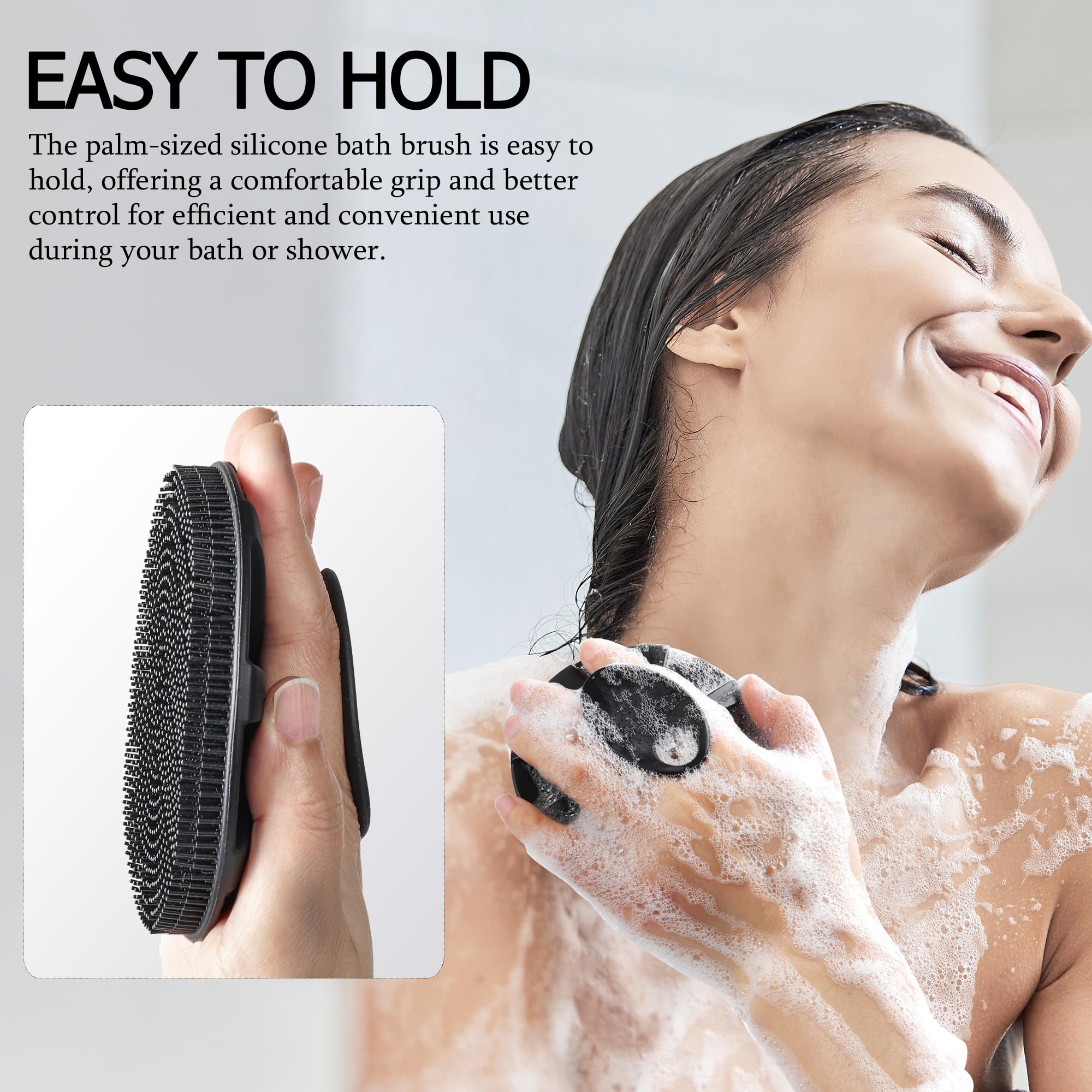 INNERNEED cepillo corporal silicona, detalle de cerdas, silicona suave para exfoliar sin irritación