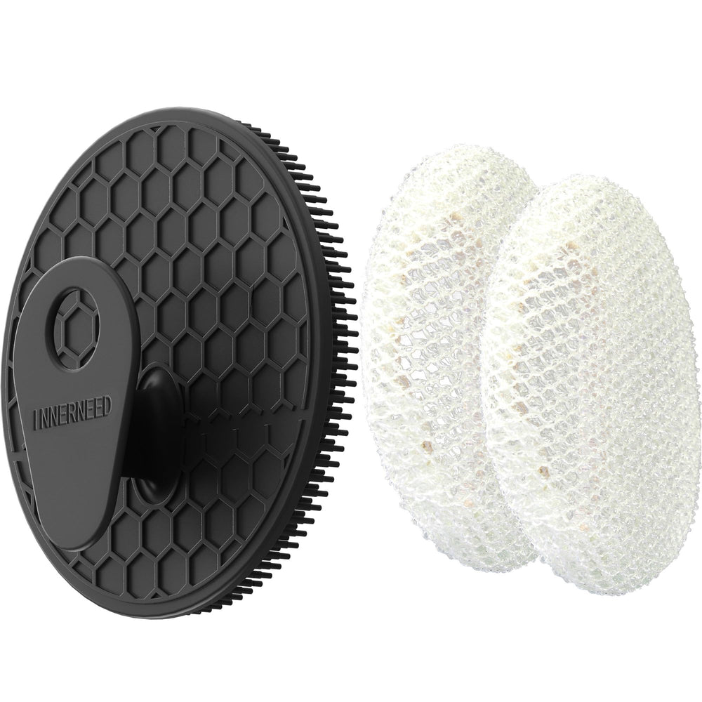 INNERNEED cepillo corporal de silicona con cerdas densas para exfoliar suavemente y limpiar poros.