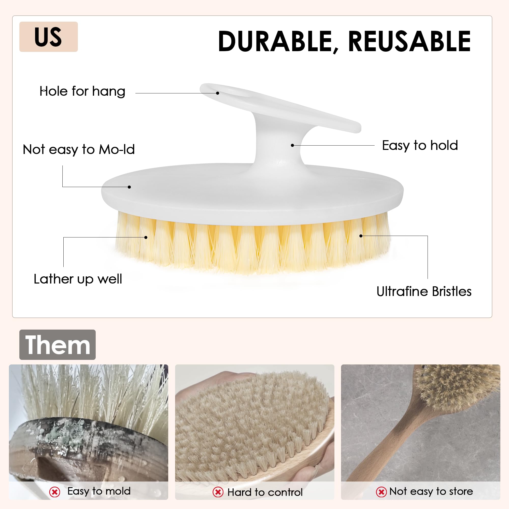 INNERNEED cerdas plásticas ultrafinas exfolian suavemente y eliminan impurezas.