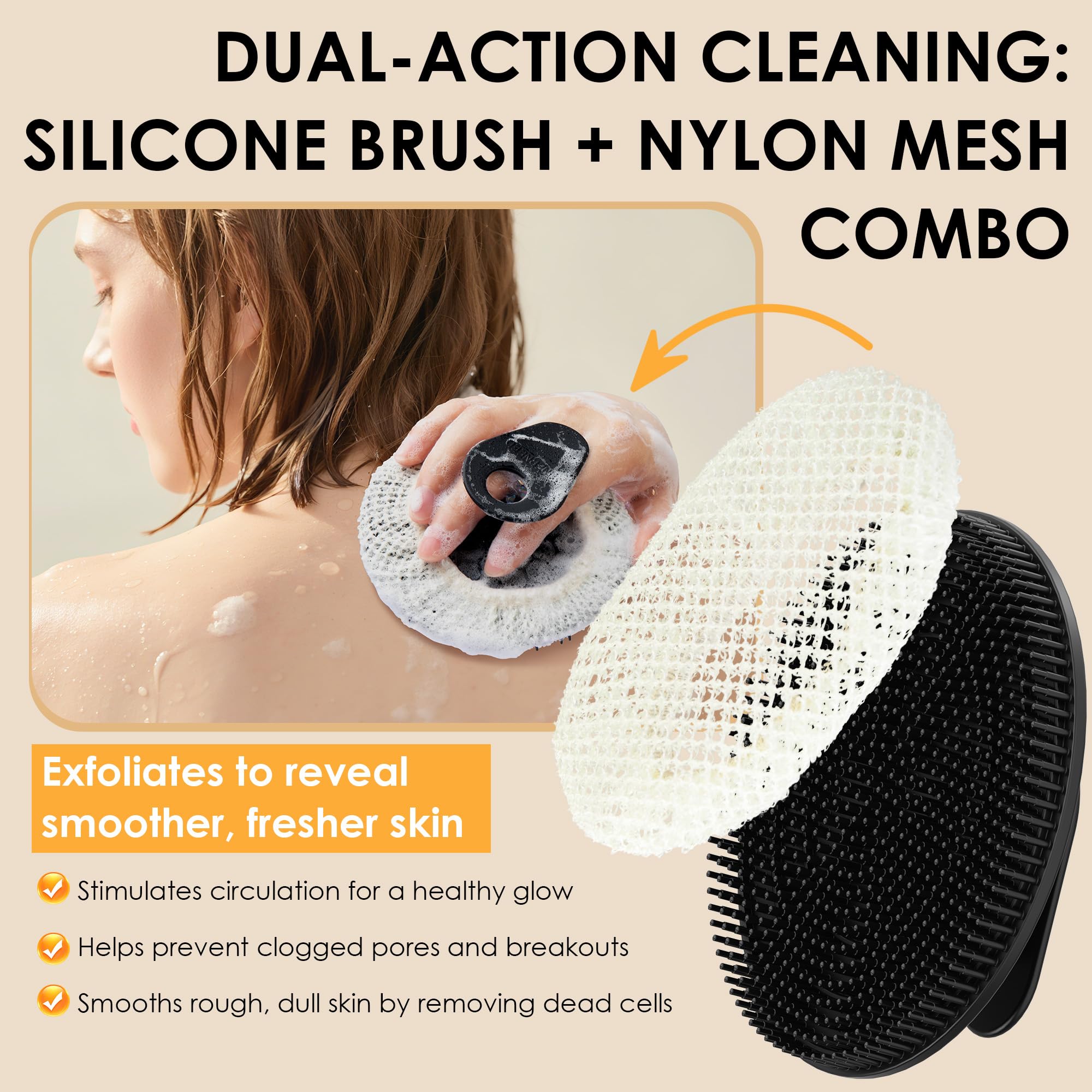 INNERNEED exfoliación doble combina silicona suave y malla para renovar la textura.