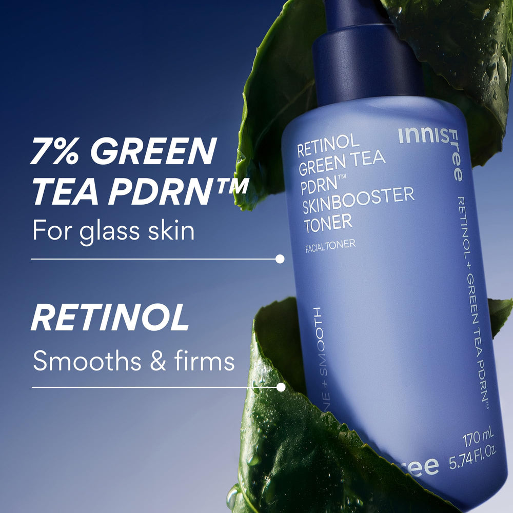 innisfree Tónico Retinol con Té Verde PDRN prepara la piel para rutinas y cosméticos
