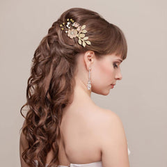 inSowni pin de perla espiral con flor para peinado nupial