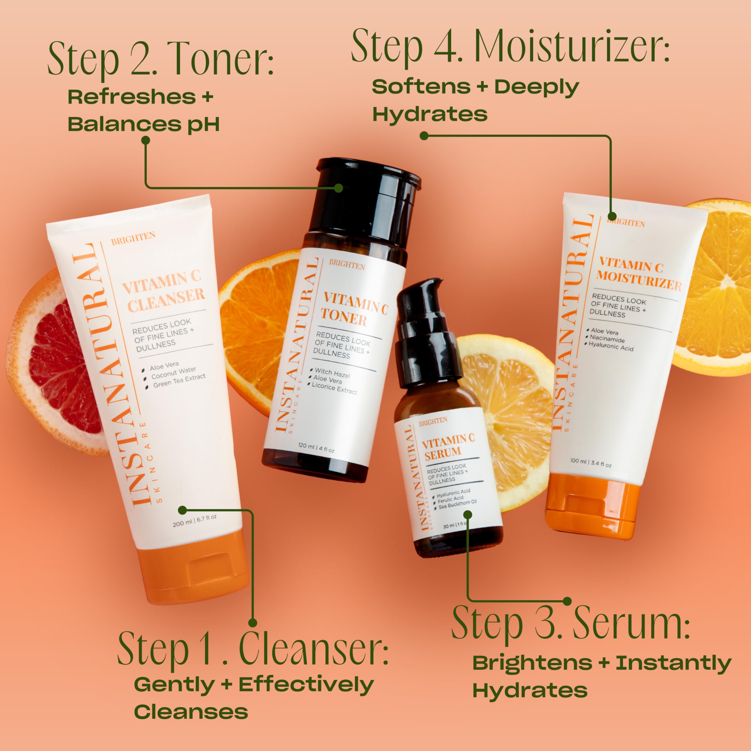 Reducción de líneas con InstaNatural Vitamina C crema facial