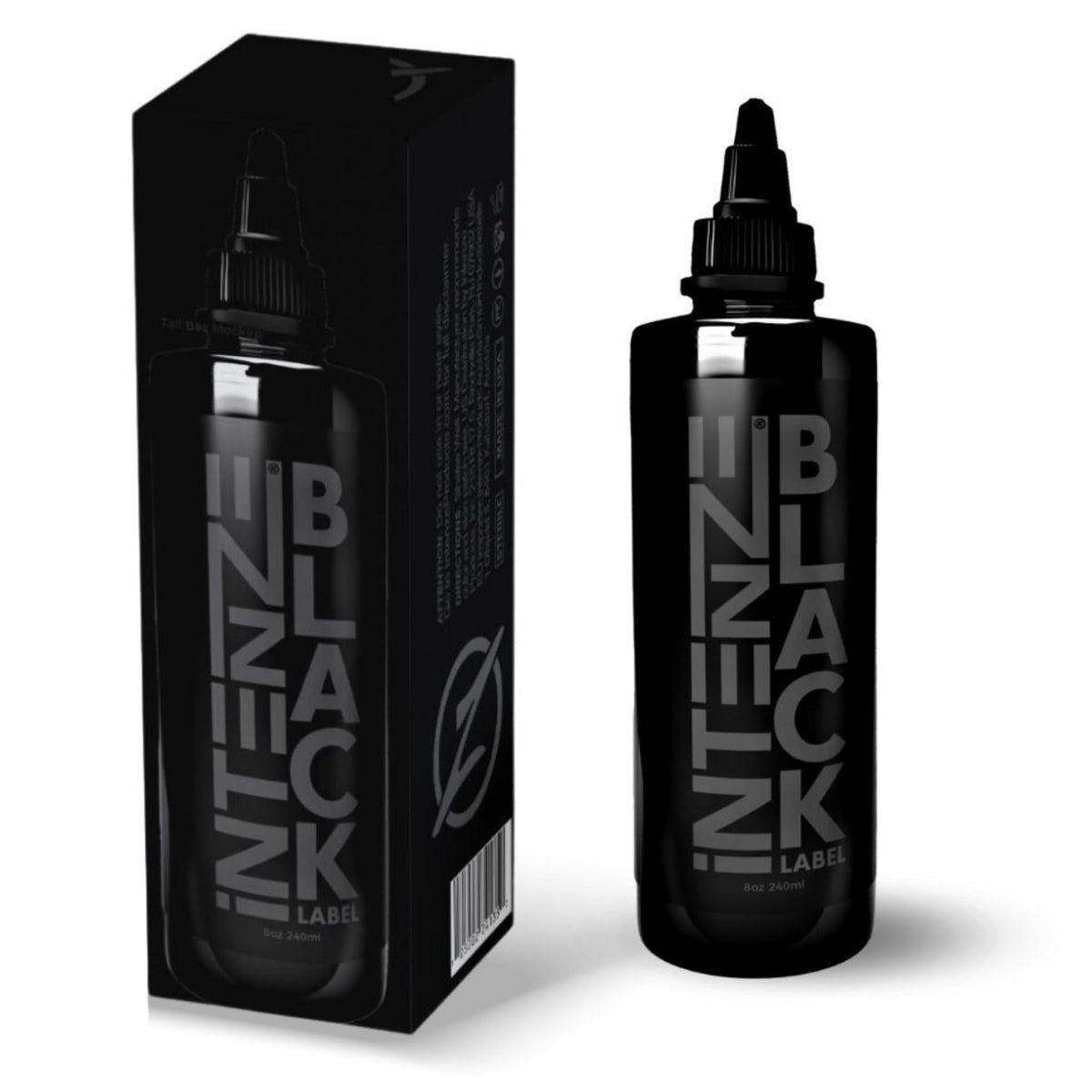 Intenze Black Label tinta en botella de 8 oz para uso profesional.