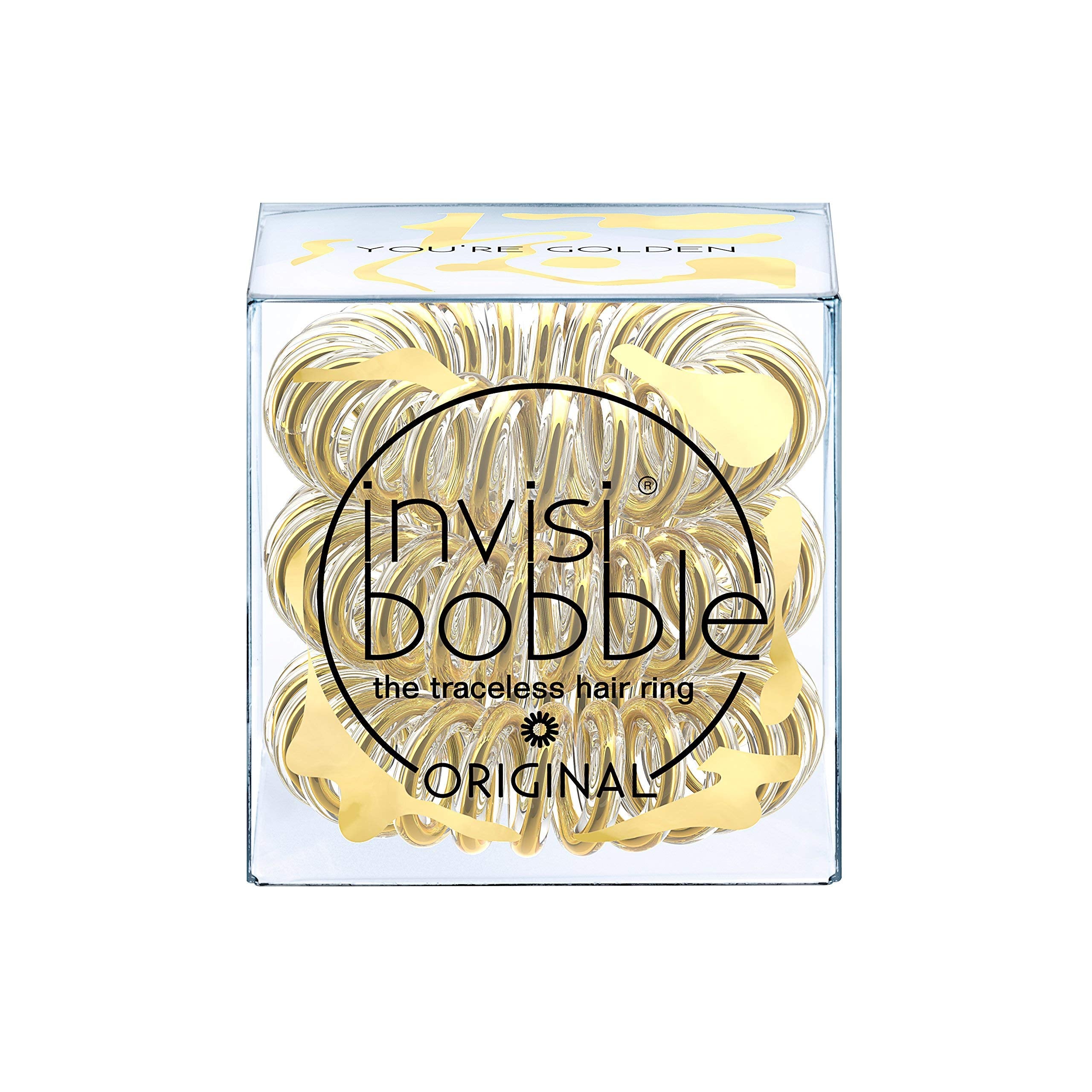 invisibobble Original Edición Tiempo para Brillar, espiral sin nudos para peinados fáciles.