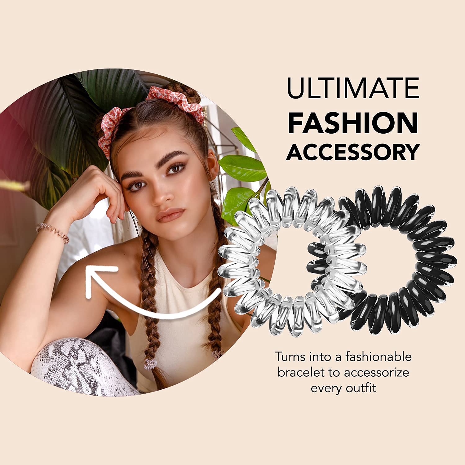 invisibobble Original espiral negro azabache: vista general muestra tamaño compacto y pulcro