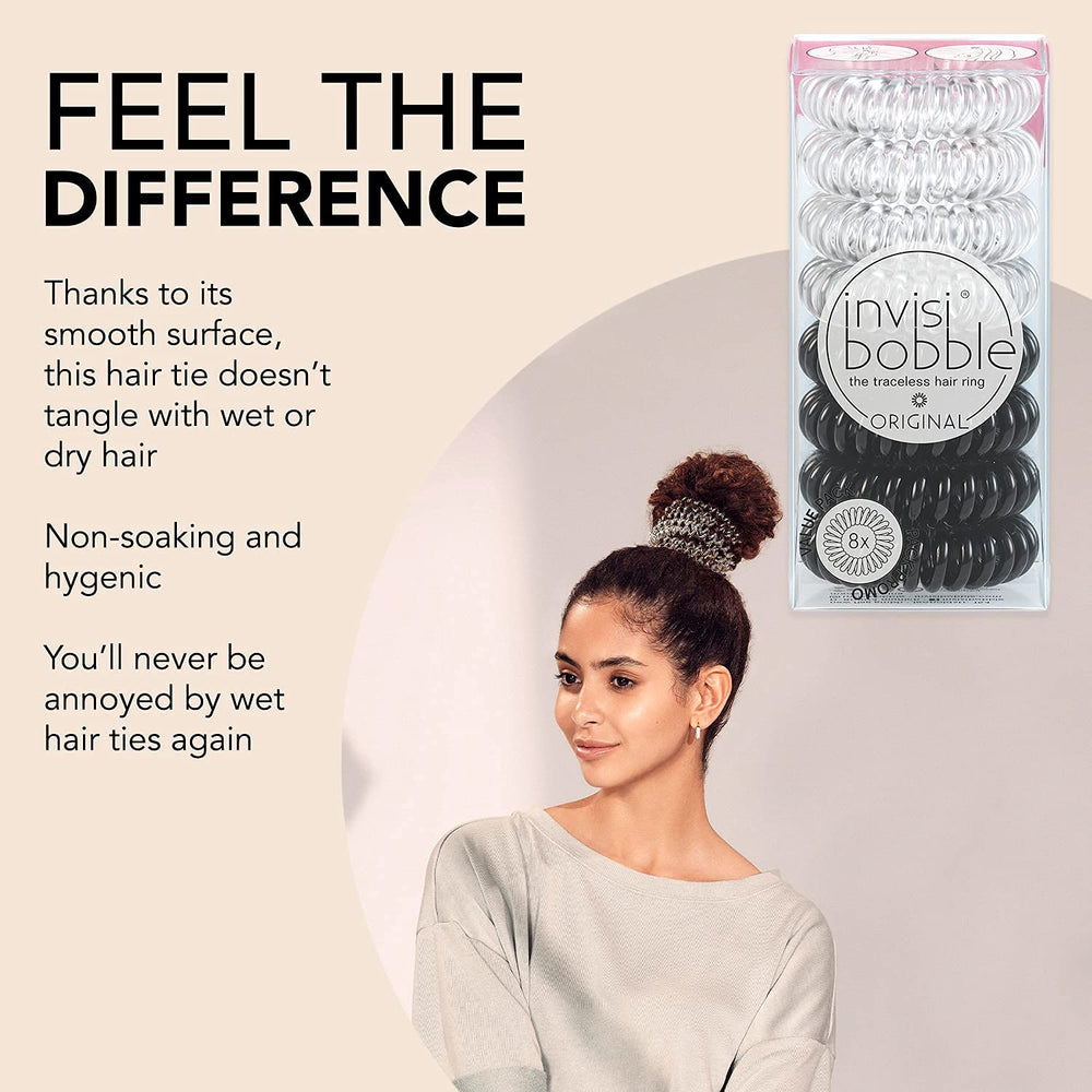 invisibobble Original espiral transparente cristal: uso diario elegante como pulsera sin dañar el peinado