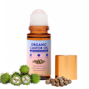 ipxkwll aceite de ricino orgánico con rodillo de cuarzo rosa facilita la aplicación precisa.