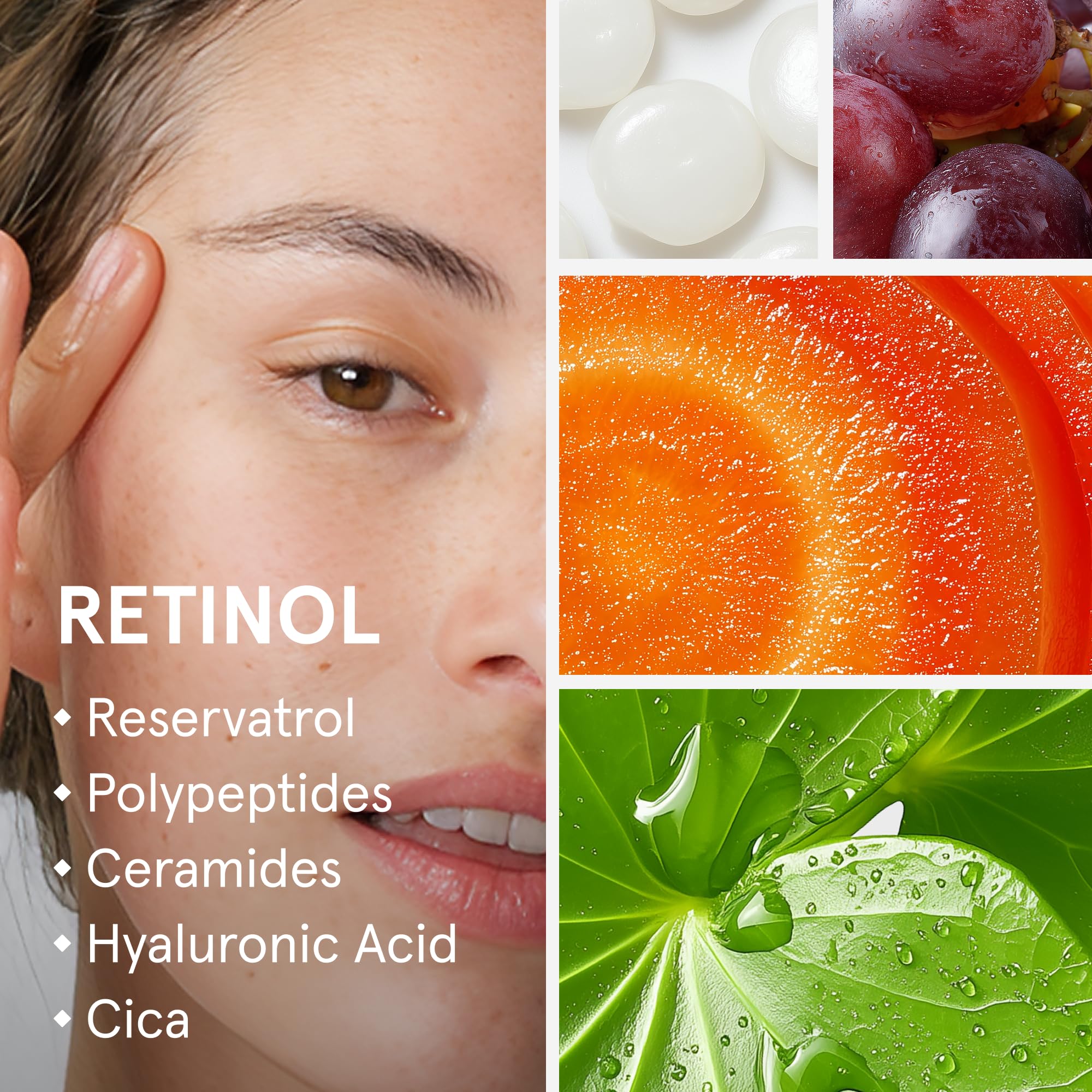 iRestore Serum con péptidos y resveratrol potencia firmeza y elasticidad de la piel.