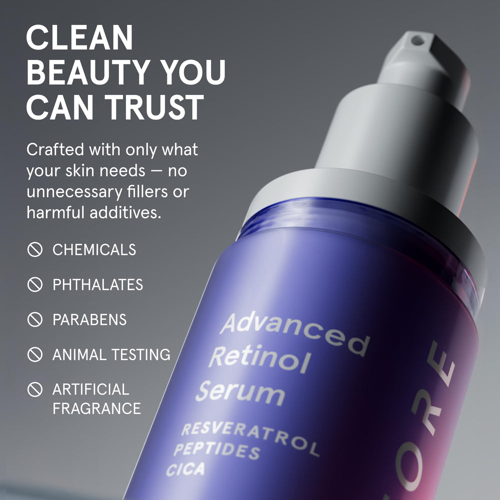 iRestore Serum con resveratrol para apoyo a la salud cutánea y aspecto iluminado.