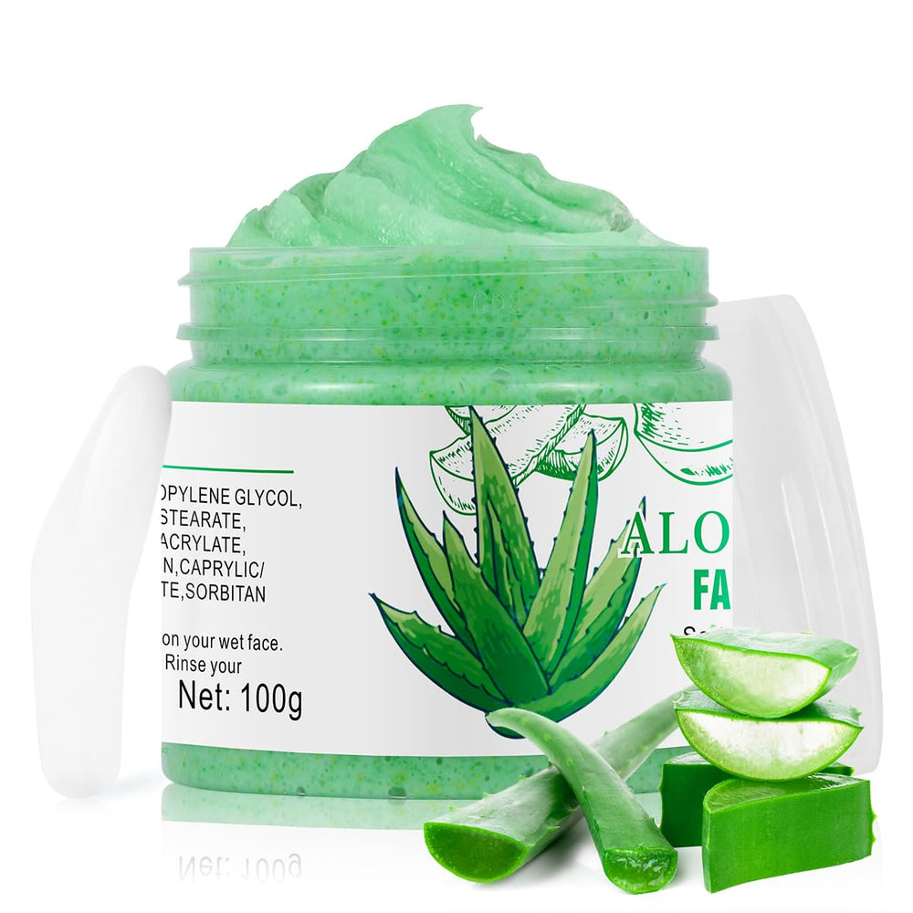 IREV exfoliante facial aloe vera: botella visible para uso diario suave