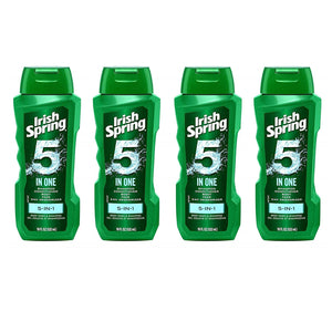 Irish Spring 5 en 1 frente de la botella, frescura duradera para todo el día.