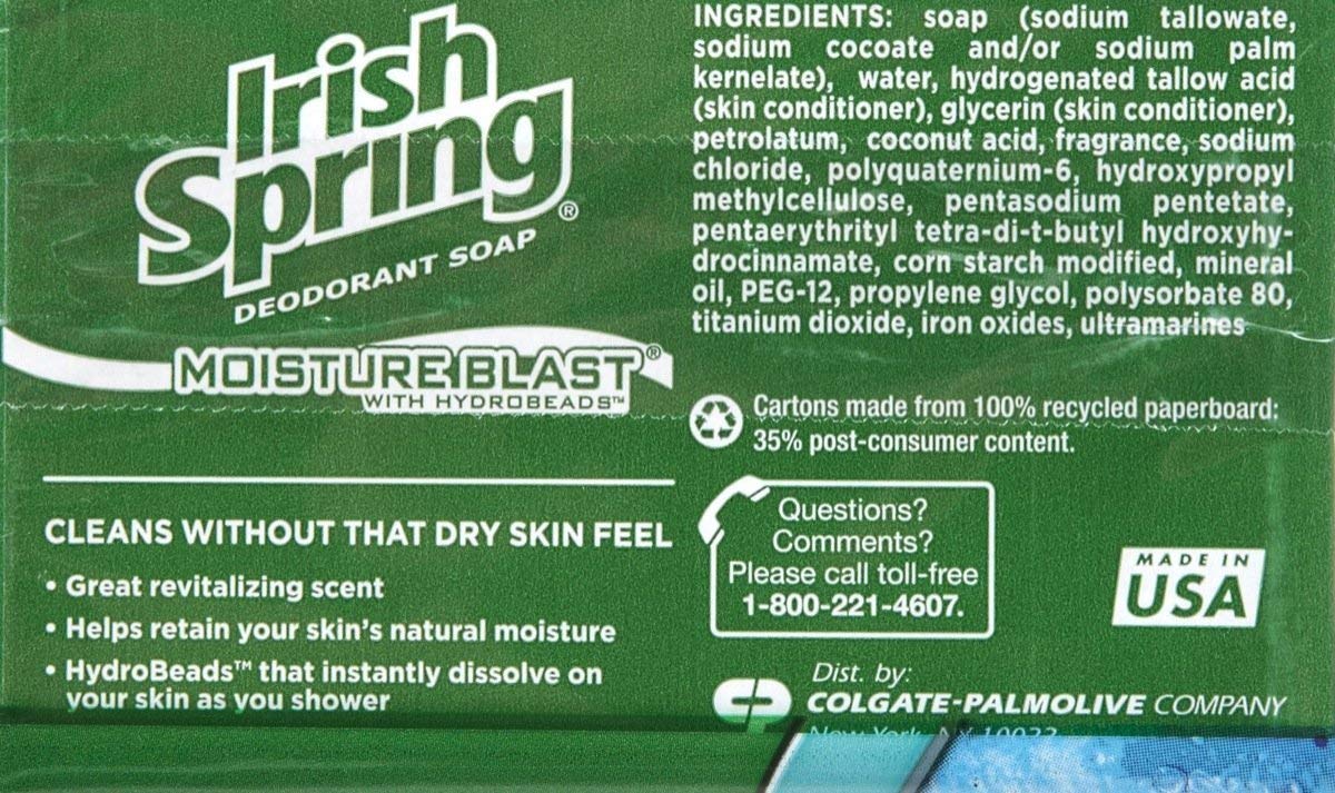 Irish Spring hidratación natural jabón en barra ayuda a retener humedad de la piel
