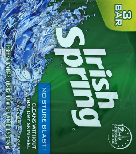 Irish Spring Moisture Blast barra lateral, detalle de hidratación suave.
