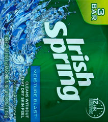 Irish Spring Moisture Blast barra lateral, detalle de hidratación suave.