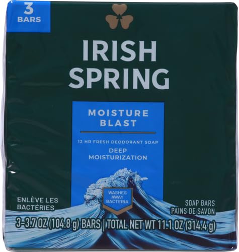 Irish Spring Moisture Blast barra frontal, textura cremosa al tacto.