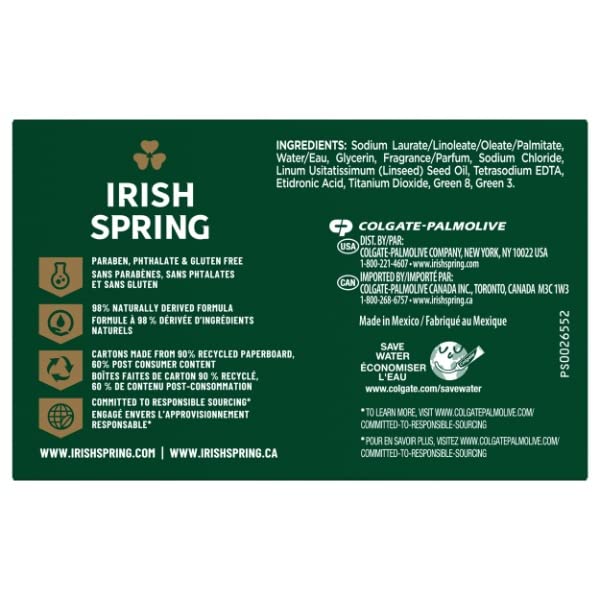Irish Spring Jabón Original, textura cremosa, ideal para uso diario en ducha.