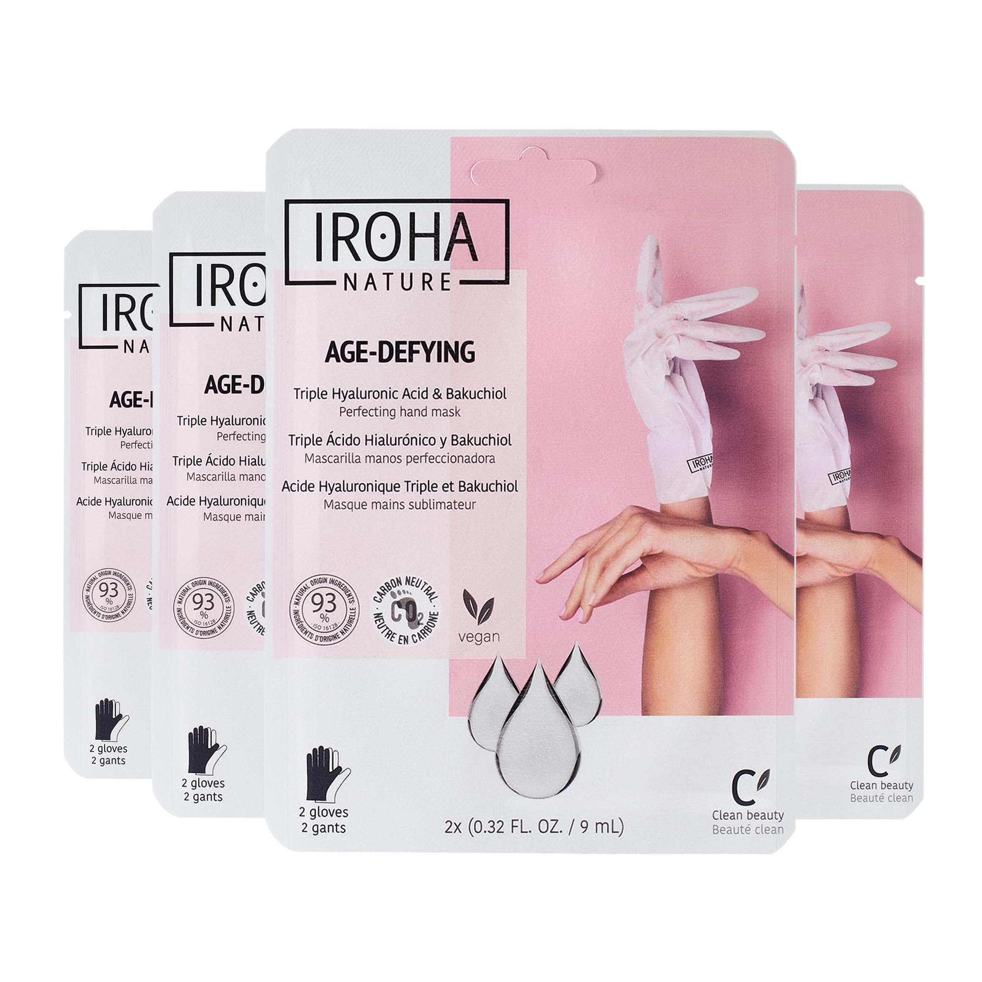 IROHA NATURE guantes mascarilla manos hidratan y suavizan la piel.