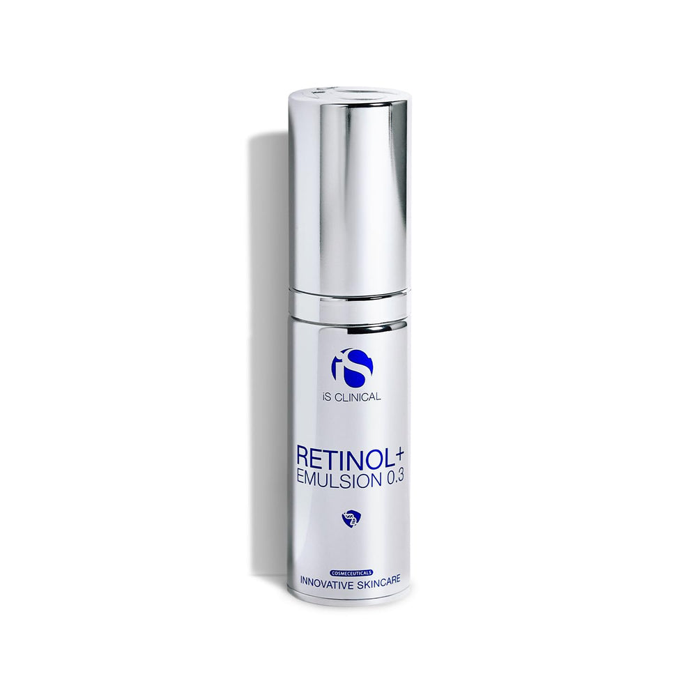 iS CLINICAL Retinol+ Emulsion 0.3, botella para uso diario con cuidado de la piel
