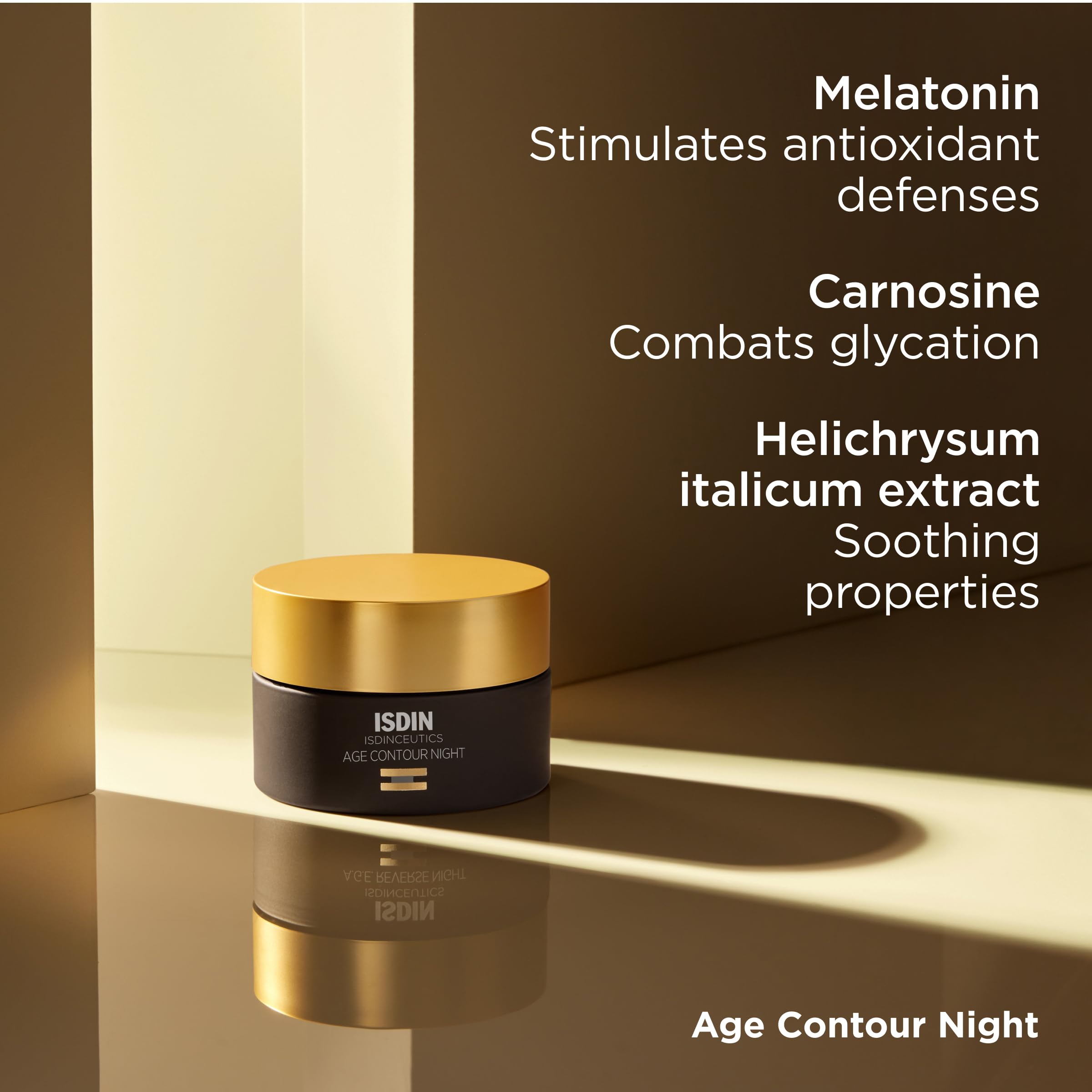 ISDIN Contorno de Edad Crema Nocturna, calmante vegetal, favorece tono equilibrado.