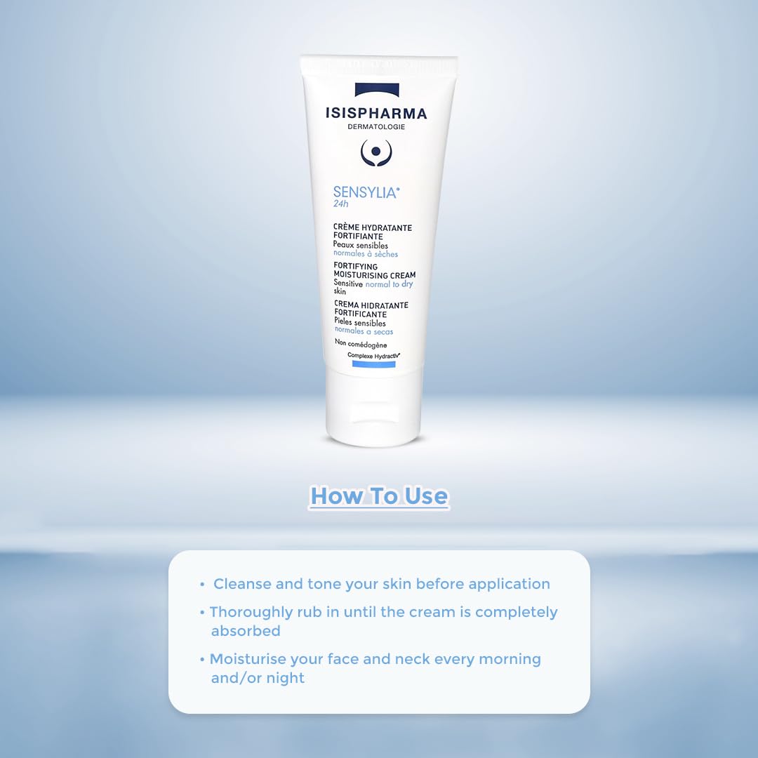 IsisPharma Sensylia 24h, envase 40ml fácil de usar para hidratación continua.