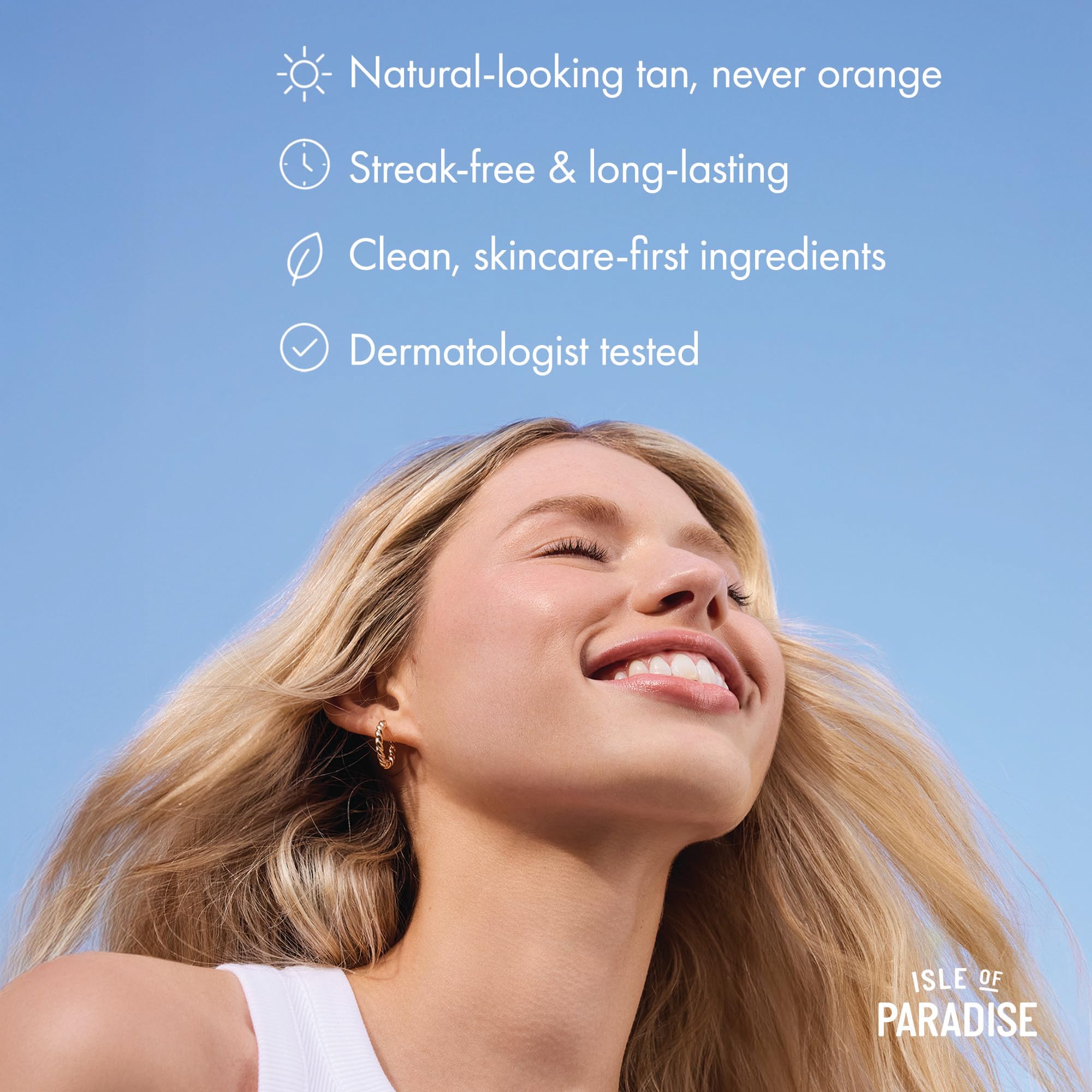 Isle of Paradise mousse-efecto-corrector-verde reduce tonos rojos para un brillo natural.