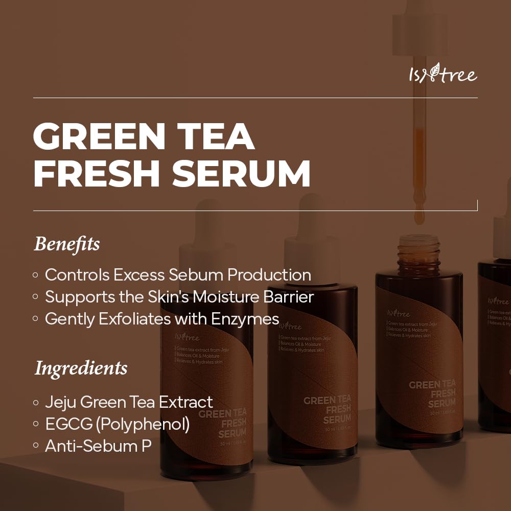 IsNtree Suero Fresco de Té Verde, textura ligera para piel grasa