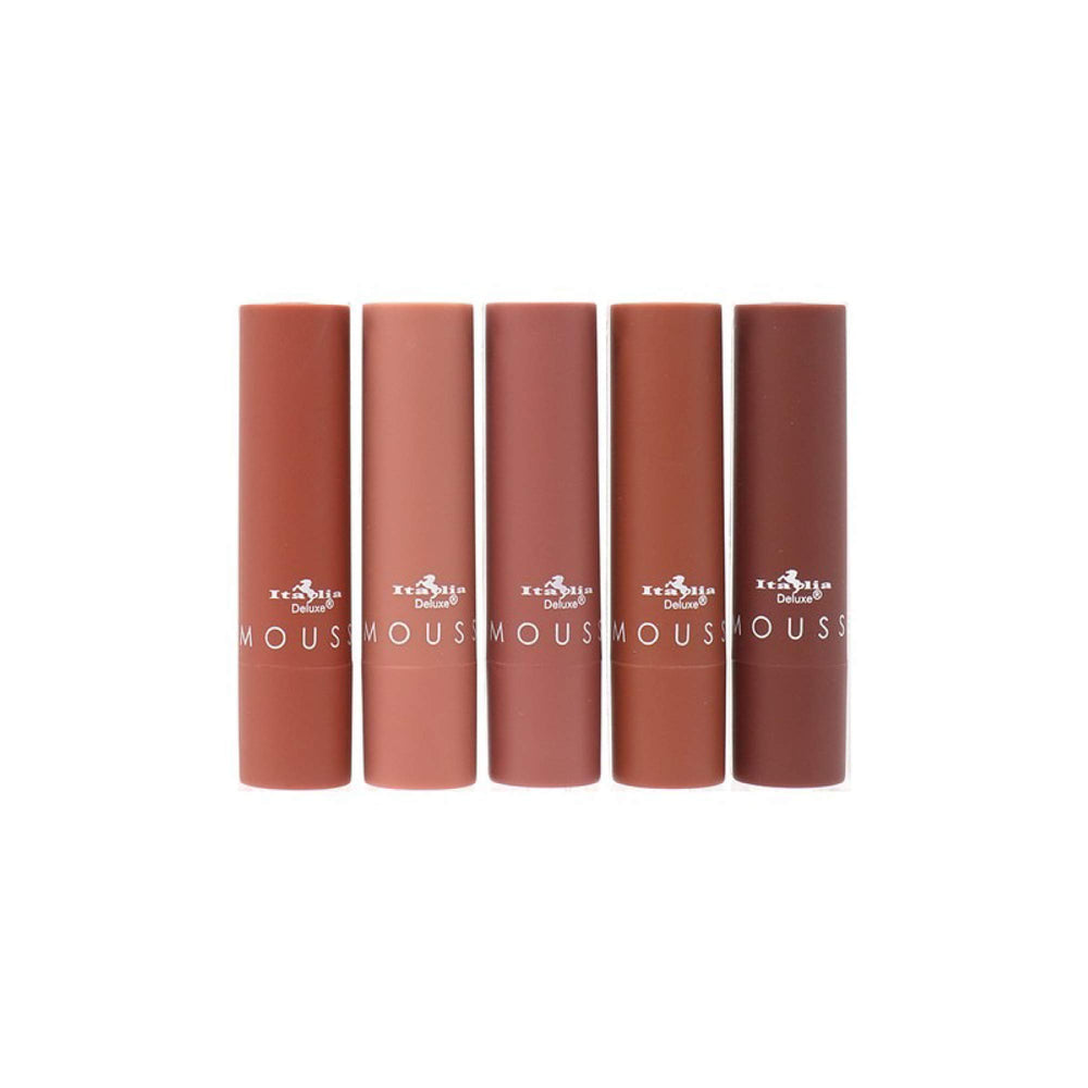 Italia Deluxe Cinco labiales mousse mate en tubo para retoques rápidos