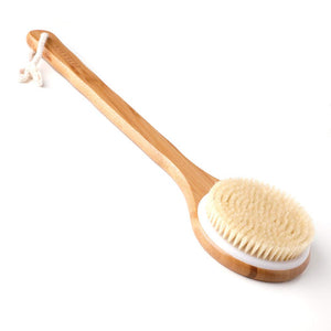 Ithyes cepillo cuerpo largo con mango de bambu para alcance total y exfoliacion suave