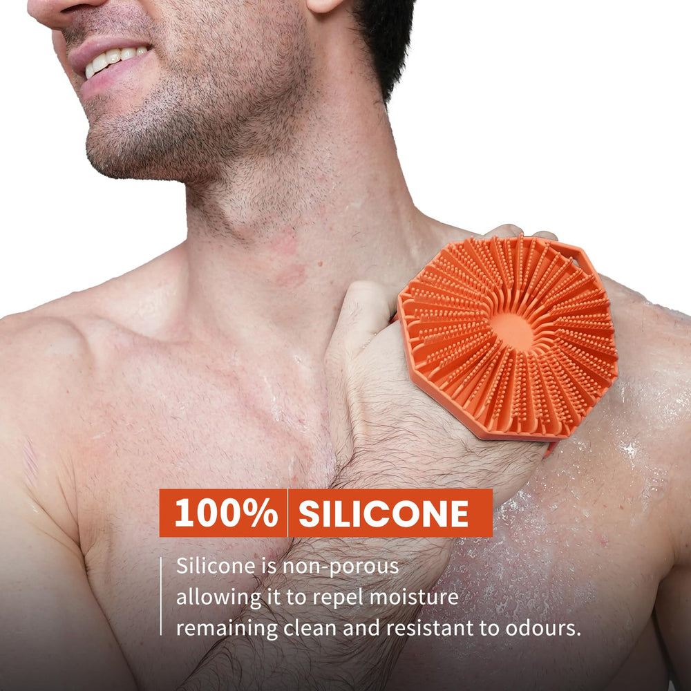 iTOKGOK cepillo de silicona doble cara naranja, dorso, limpieza profunda