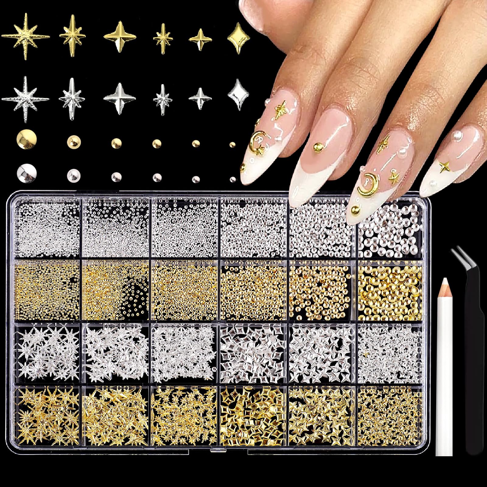 Itpoyol estrella dorada para uñas, brillo duradero y acabado premium