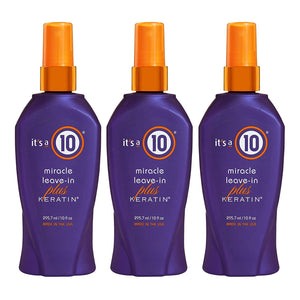 It's a 10 Haircare milagr sin enjuague keratina, botella para hidratación ligera y peinado suave.