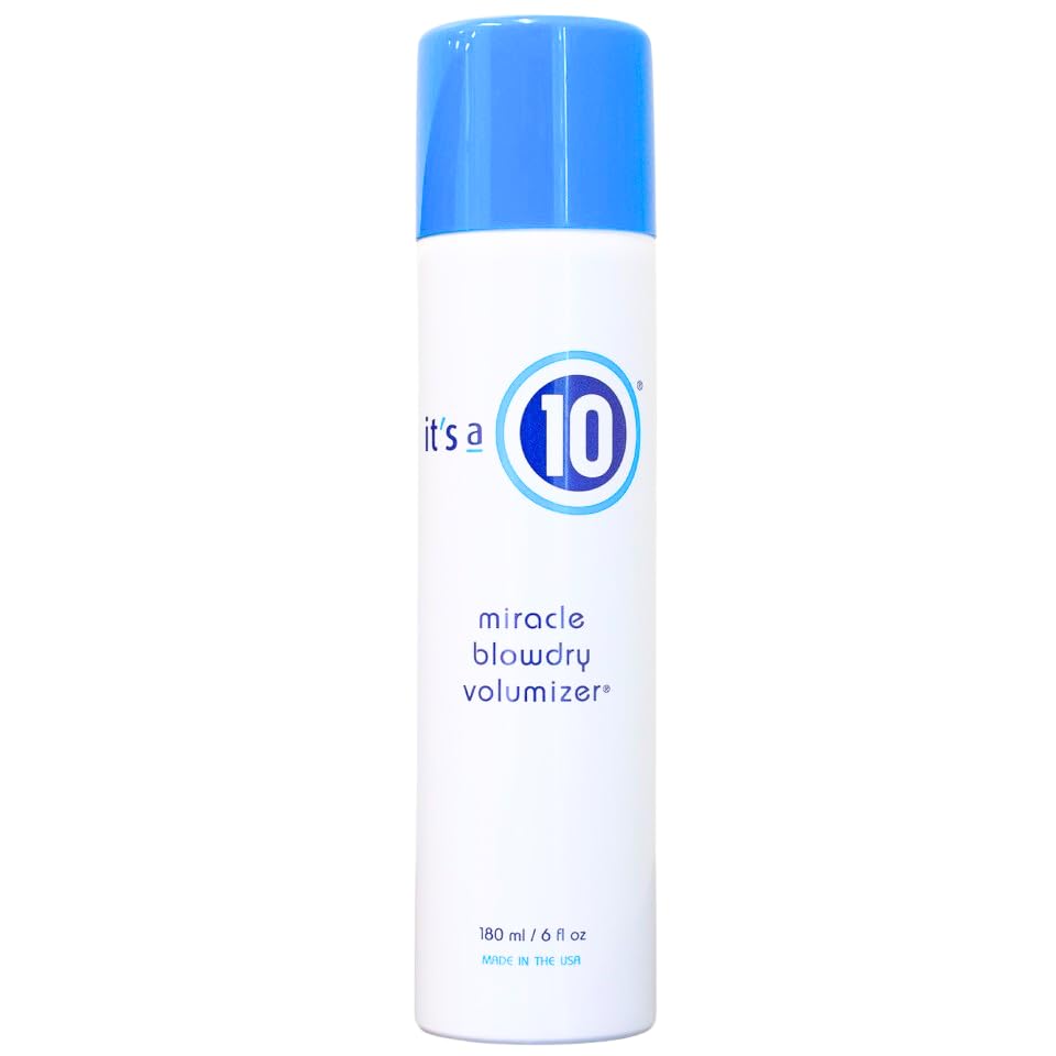 Its A 10 Miracle Blowdry Volumizer: botella en perfil para volumen inmediato en el peinado.